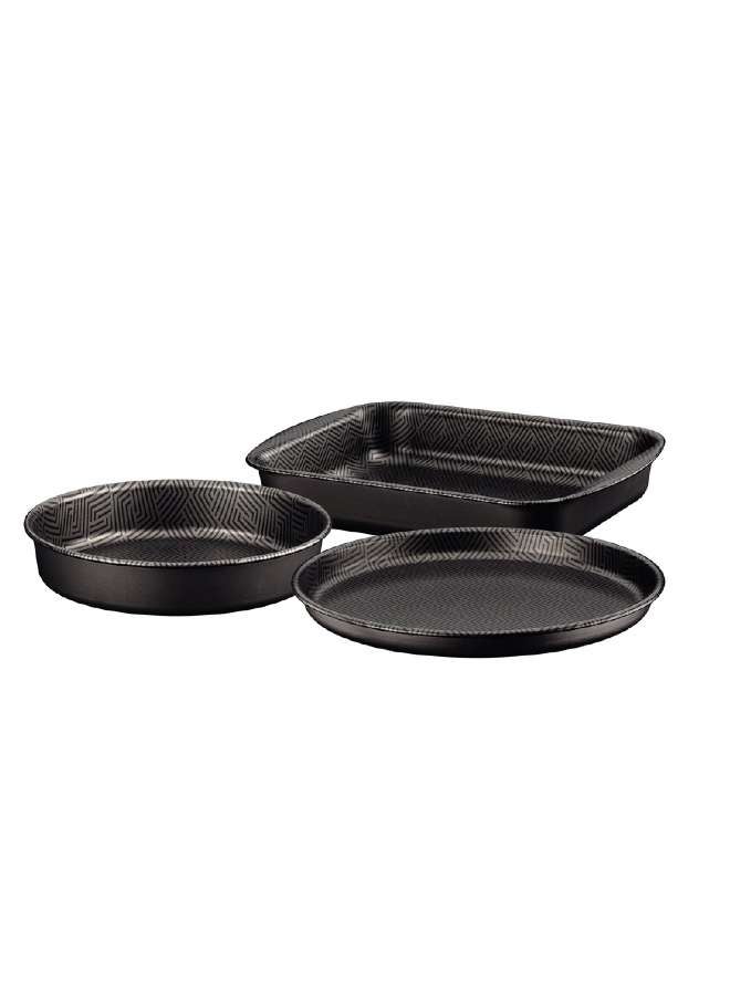 TRAMONTINA Paris 3 Pieces Black Aluminum Roasting Pan Set with Interior and Exterior Starflon Max PFOA Free Nonstick Coating - Image 1